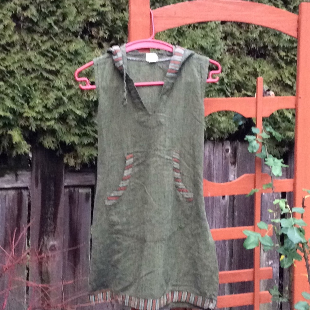 Nepal Green Hooded Mini Dress